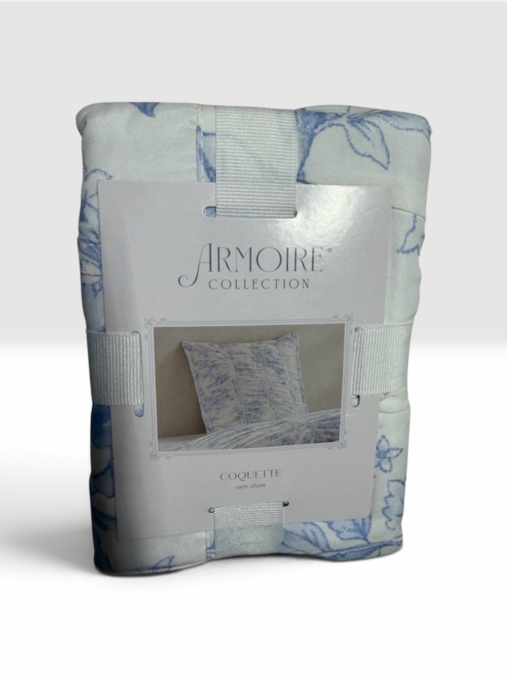 Armoire Collection EURO Blue/White Floral Sham 26x26 in ~ Coquette
